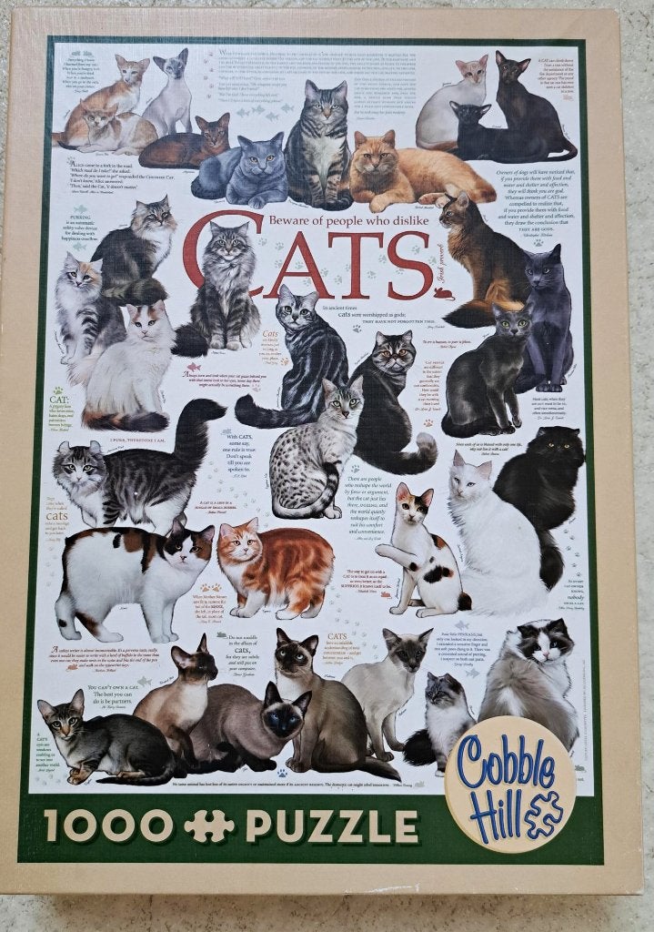 Puzzel Cobble Hill Cats 1000 stukjes, Ophalen of Verzenden, 500 t/m 1500 stukjes, Zo goed als nieuw, Legpuzzel