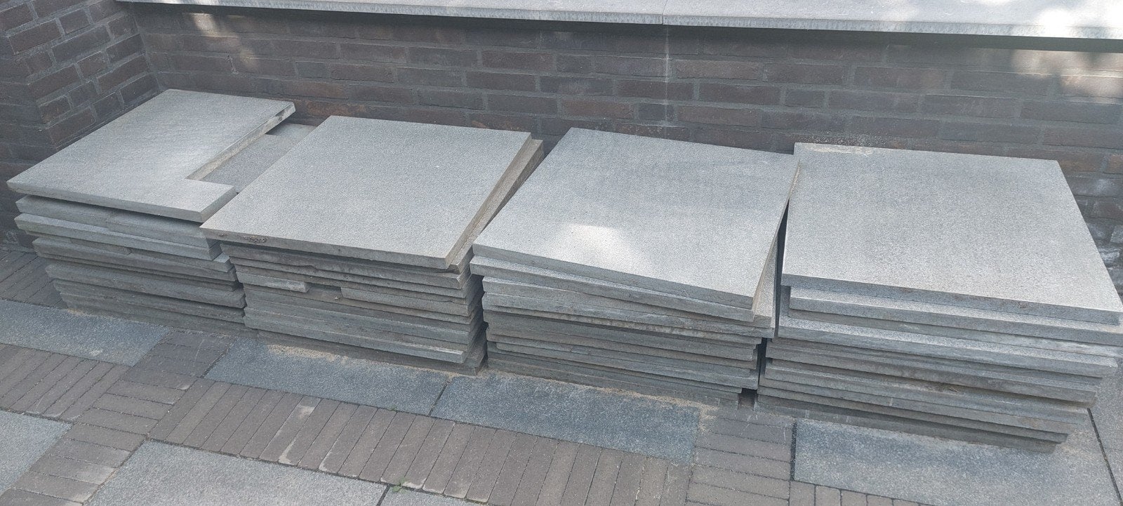 Grijze terrastegels van natuursteen 60x60x3. 50 stuks., Ophalen, Gebruikt, Terrastegels, Natuursteen