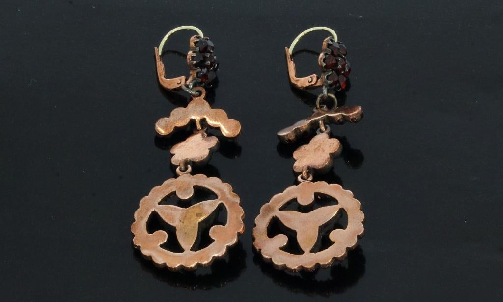 Granaat antiek set 14k gouden oorbellen exclusief groot, Sieraden, Tassen en Uiterlijk, Antieke sieraden, Verzenden, Goud, Oorbellen