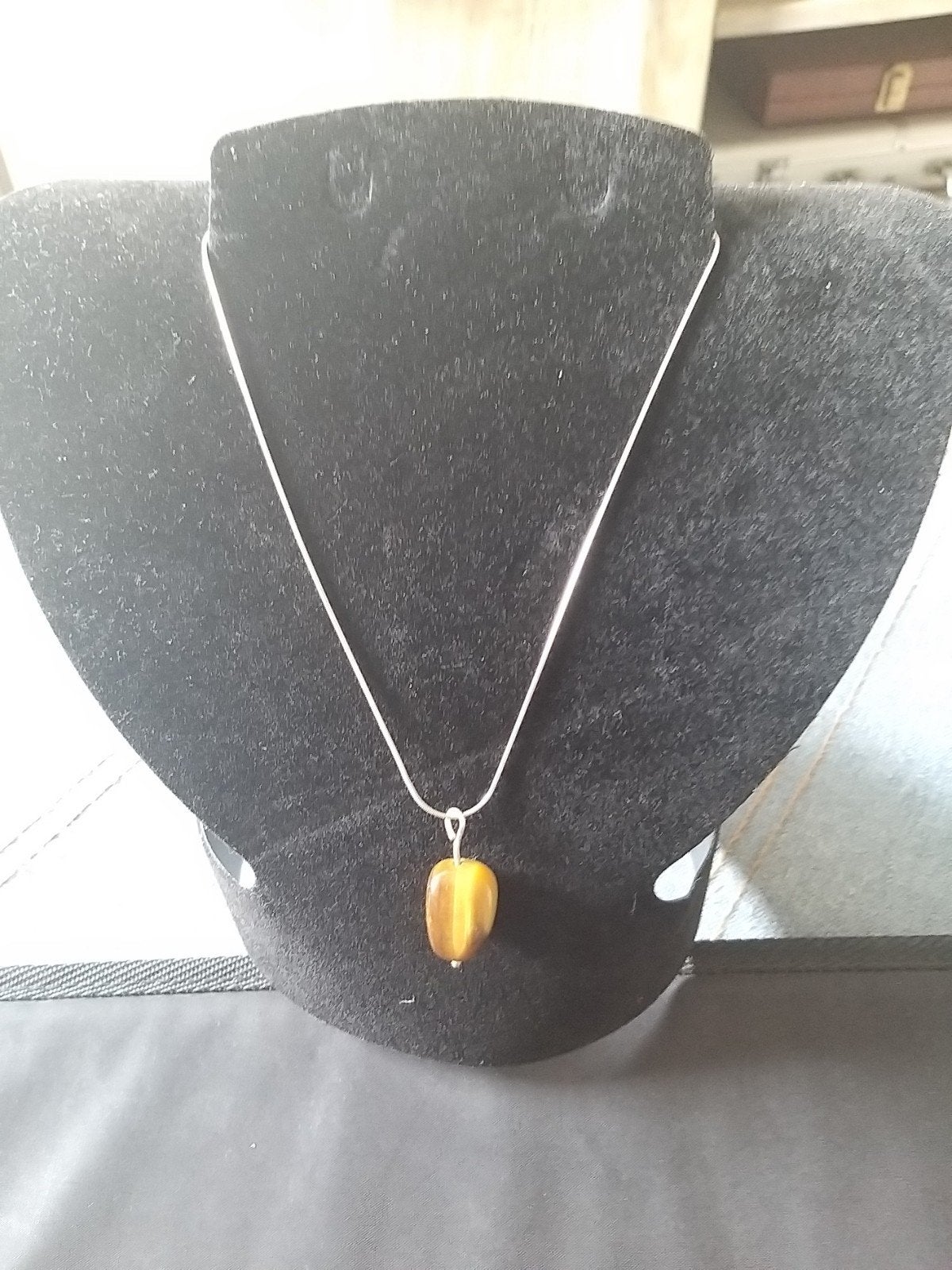 Zilveren halsketting met tijgeroog, Sieraden, Tassen en Uiterlijk, Kettingen, Ophalen of Verzenden, Zo goed als nieuw, Zilver