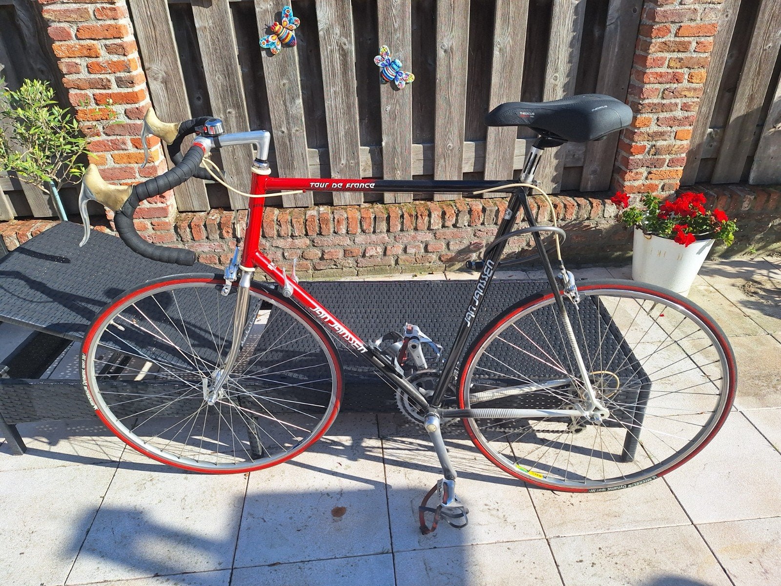 Jan Janssen Tour de France racefiets - Rood/Zwart, Fietsen en Brommers, 28 inch, Gebruikt, Staal, 15 tot 20 versnellingen