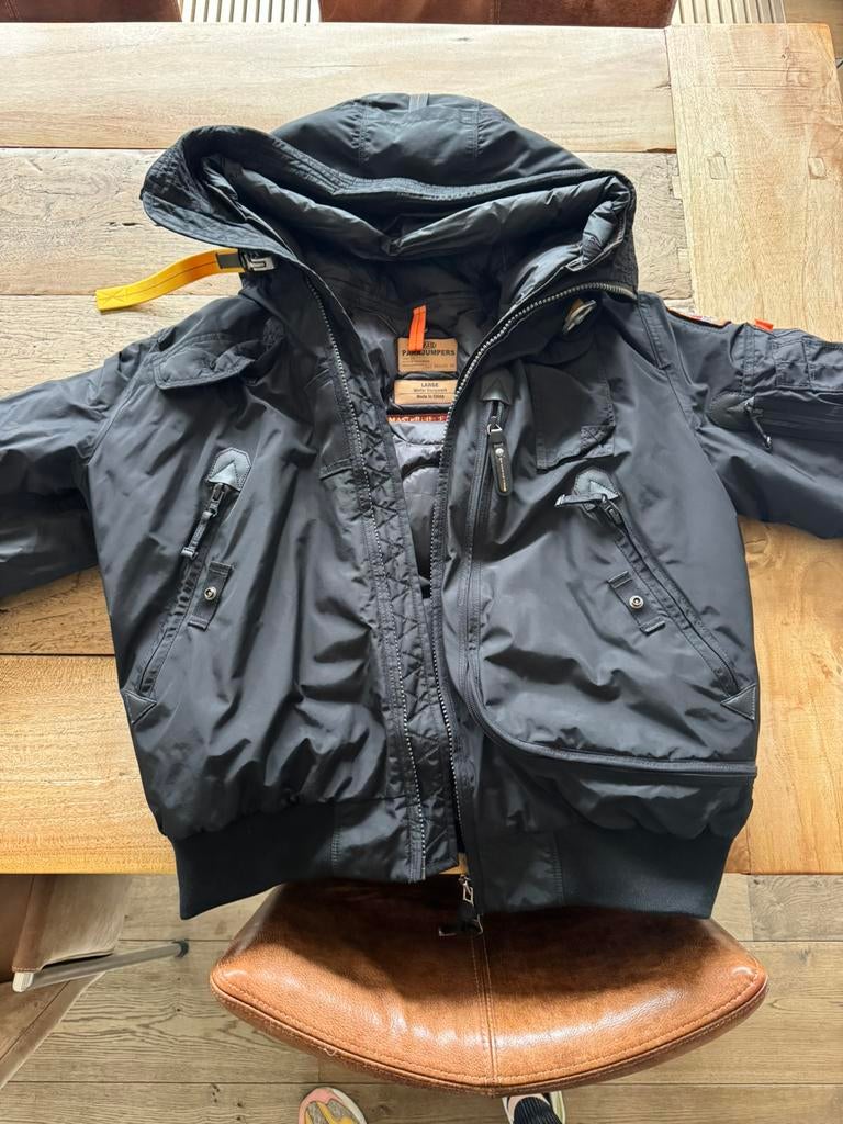 Parajumpers Gobi Hooded Bomber Black, Kleding | Heren, Jassen | Winter, Ophalen, Zo goed als nieuw