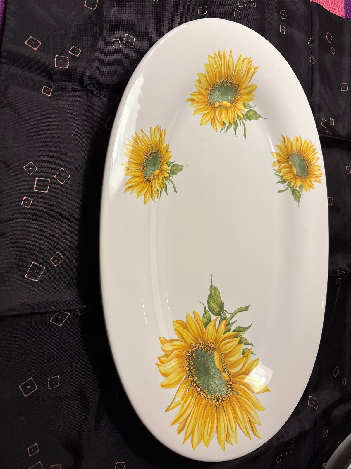 SIC Italiaanse serveerschaal Girasole - Zonnebloem decor, Gebruikt, Overige merken, Vintage, Ophalen of Verzenden
