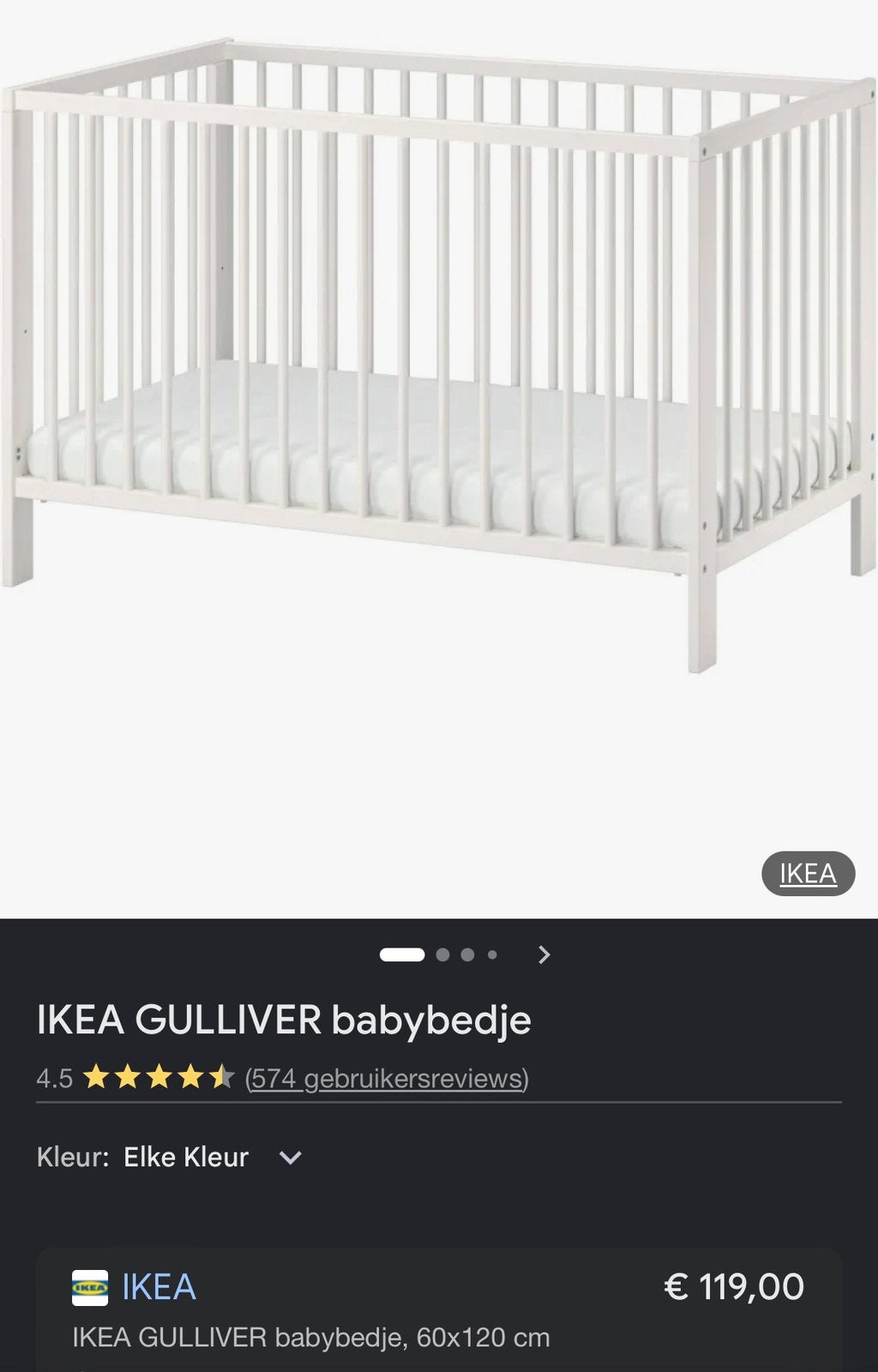 Ikea gulliver ledikant, Ophalen, Zo goed als nieuw, Minder dan 140 cm, Minder dan 70 cm