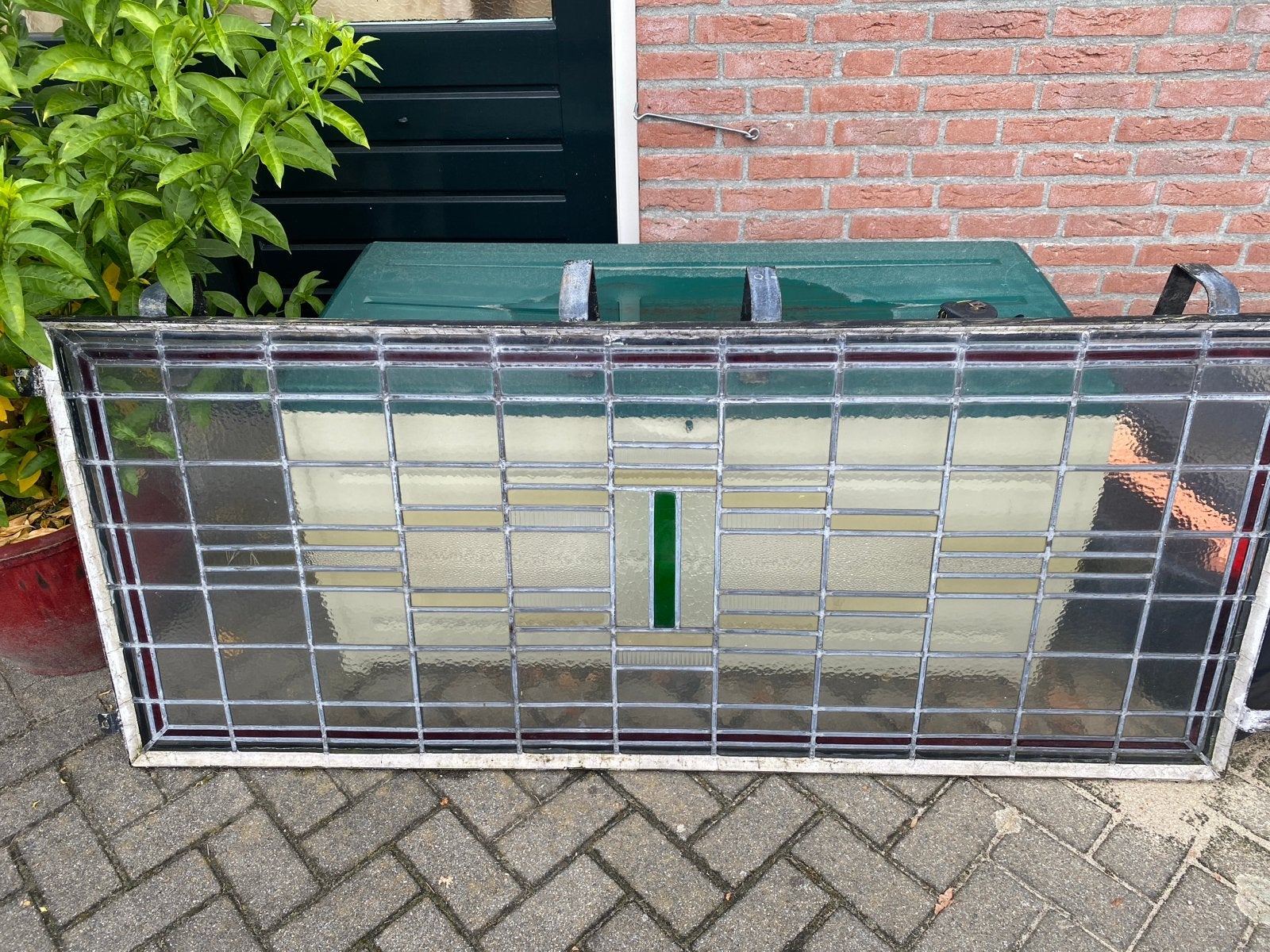Glas in loodraam - 175x75 cm, Doe-het-zelf en Verbouw, Ophalen, Gevelraam of Ruit, Gebruikt, 160 cm of meer