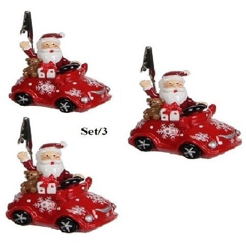 Naamkaarthouders Kerstman in auto set/3, Verzenden, Nieuw, Overige materialen
