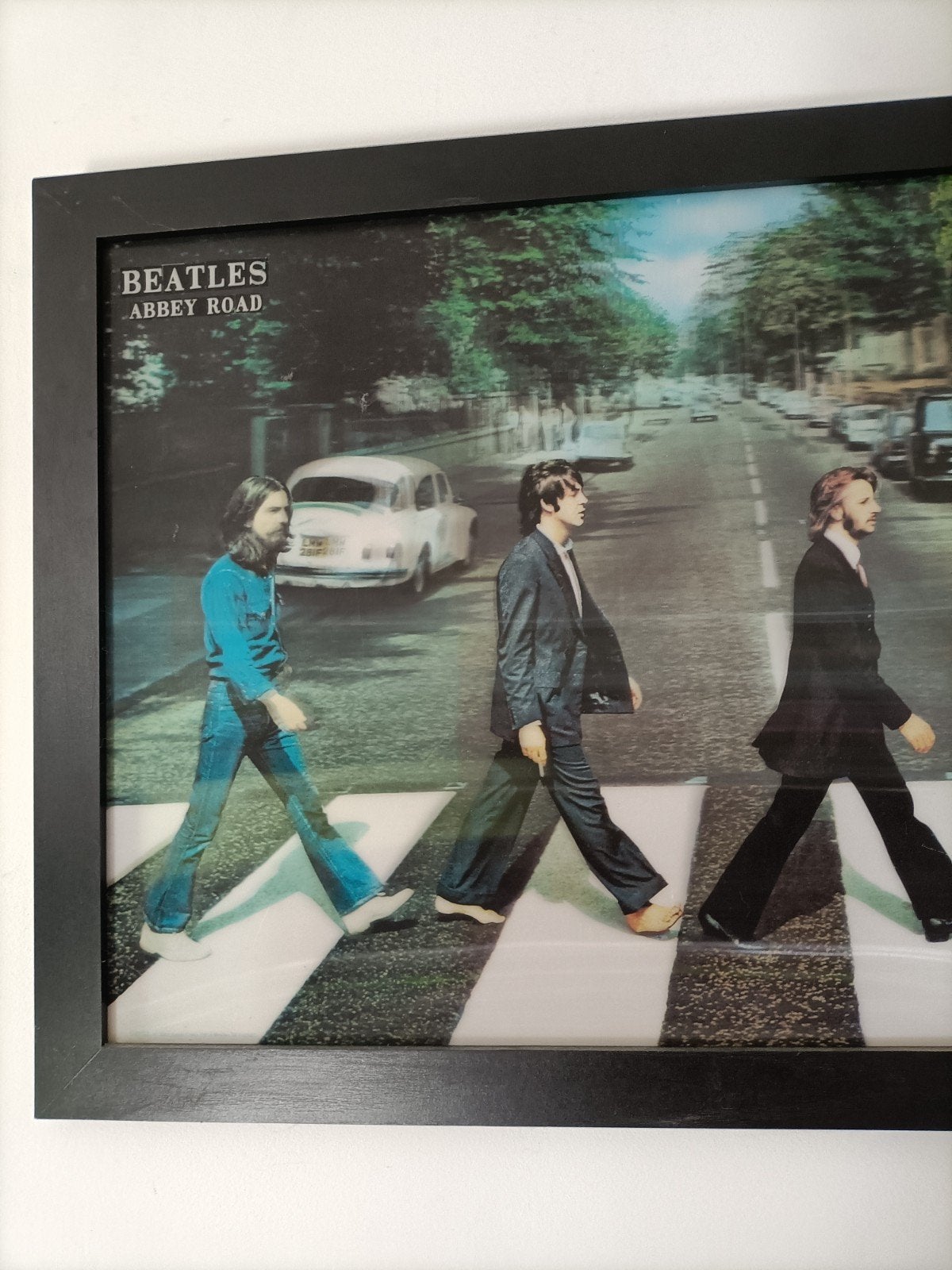 Beatles Abbey Road holografische plaat 74 x 63 cm, Ophalen of Verzenden, Gebruikt, 50 tot 75 cm, Foto of Poster