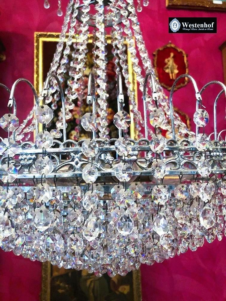 Kristallen kroonluchter swarovski zakkroonluchter - zilver, Huis en Inrichting, Lampen | Kroonluchters, Ophalen, Zo goed als nieuw