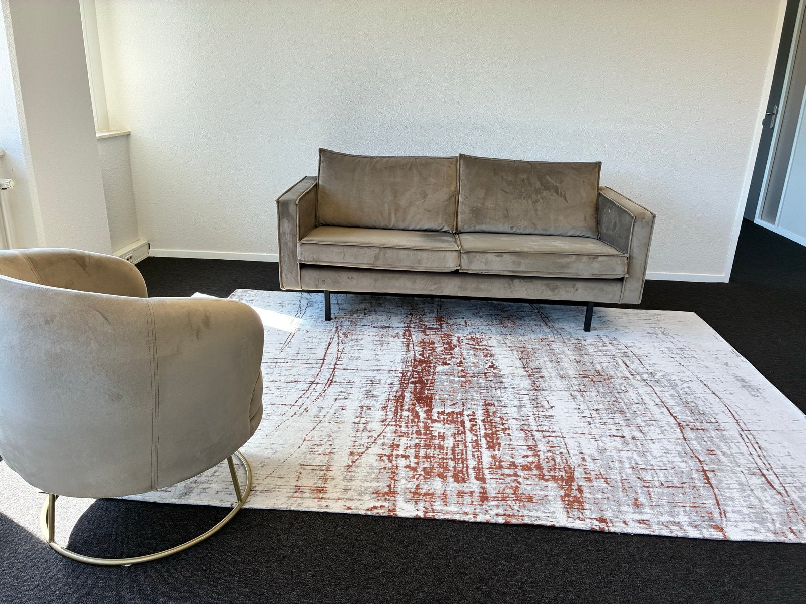 Mooie zithoek: bank, kleed en fauteuil(s), Ophalen, Gebruikt, Stof