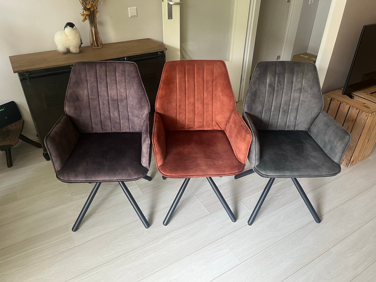 Set van 3 moderne eetkamerstoelen in verschillende kleuren, Ophalen, Overige kleuren, Drie, Zo goed als nieuw