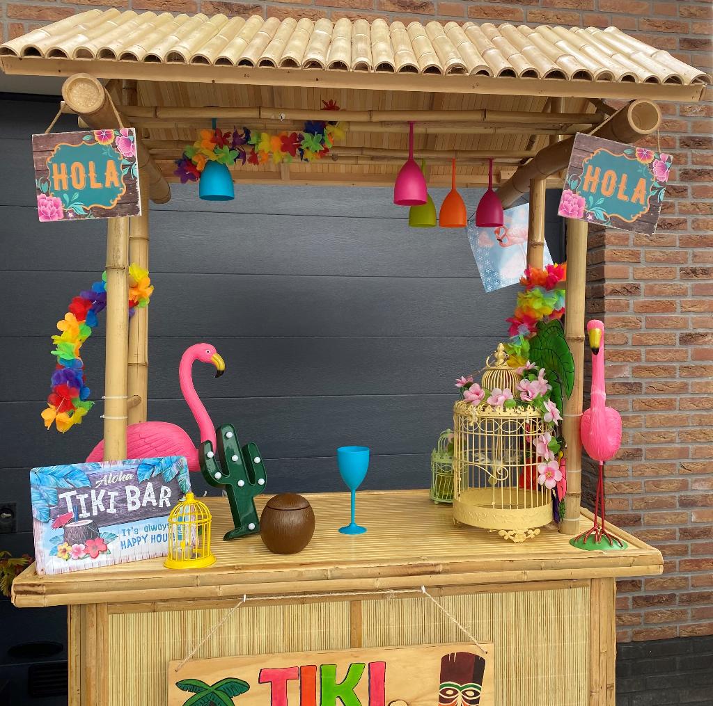 TIKIBAR, BAMBOE BAR, HAWAI BAR TE HUUR, Hobby en Vrije tijd, Feestartikelen | Verhuur, Ophalen, Zo goed als nieuw, Overige