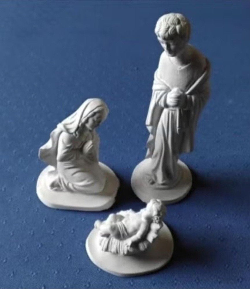 Vintage wit gipsen kerststal figuren, Jozef, Maria en kindje, Ophalen, Zo goed als nieuw, Beeld(je), Christendom | Katholiek