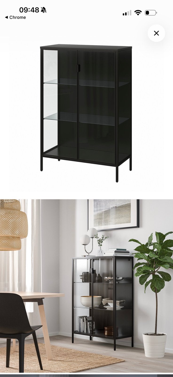 IKEA Rudsta vitrinekast - zwart (moet weg), Huis en Inrichting, Ophalen, Met deur(en), 100 tot 150 cm, 50 tot 100 cm