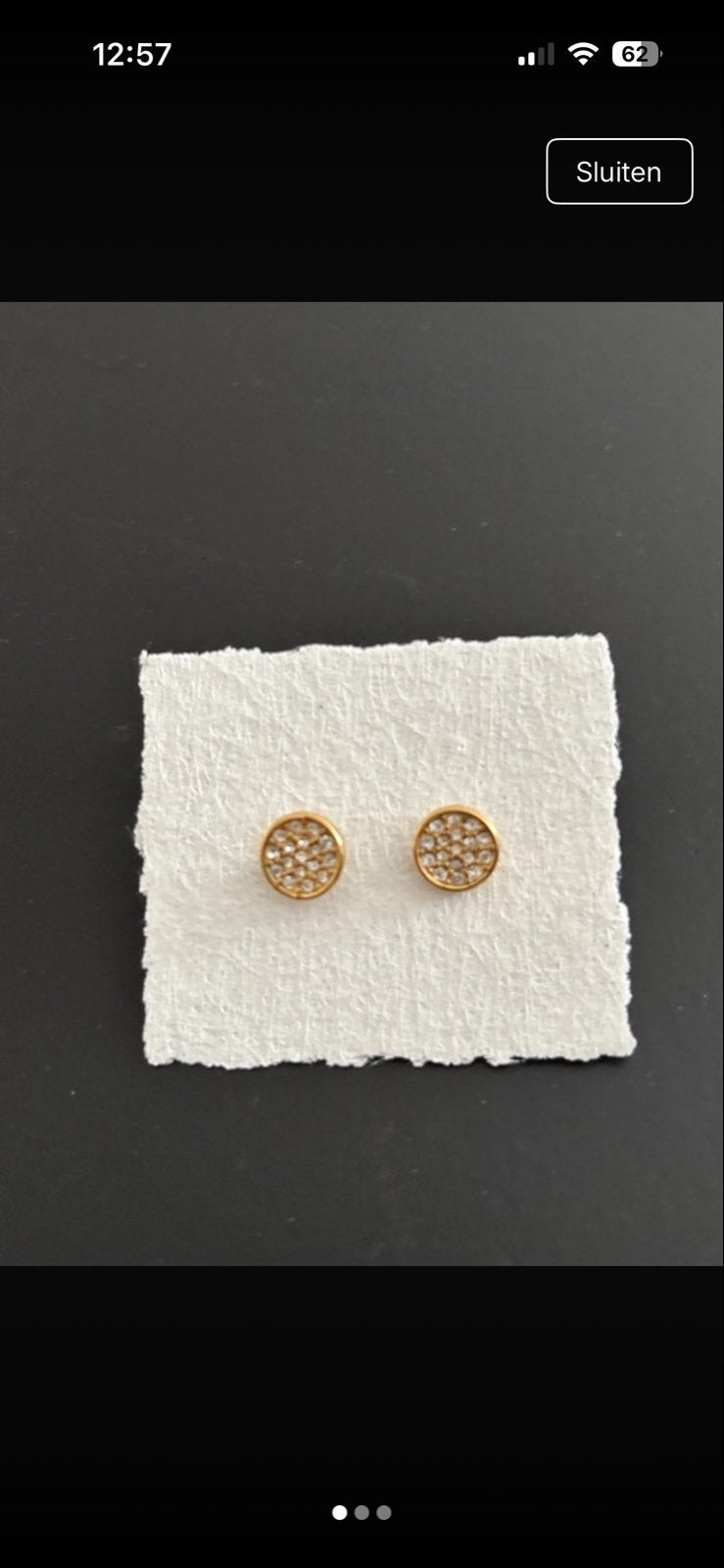Fossil Oorbellen Goudkleurig met Strass, Overige materialen, Nieuw, Ophalen of Verzenden, Knopjes of Stekers