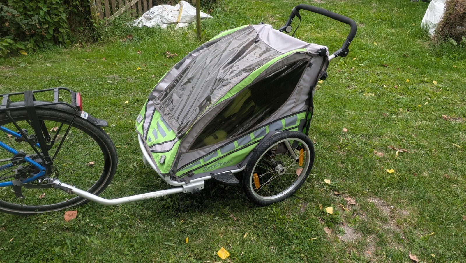 Qeridoo Sportrex 2 geveerde fietskar en buggy, Gebruikt, Opvouwbaar, 60 tot 80 kg, Ophalen of Verzenden