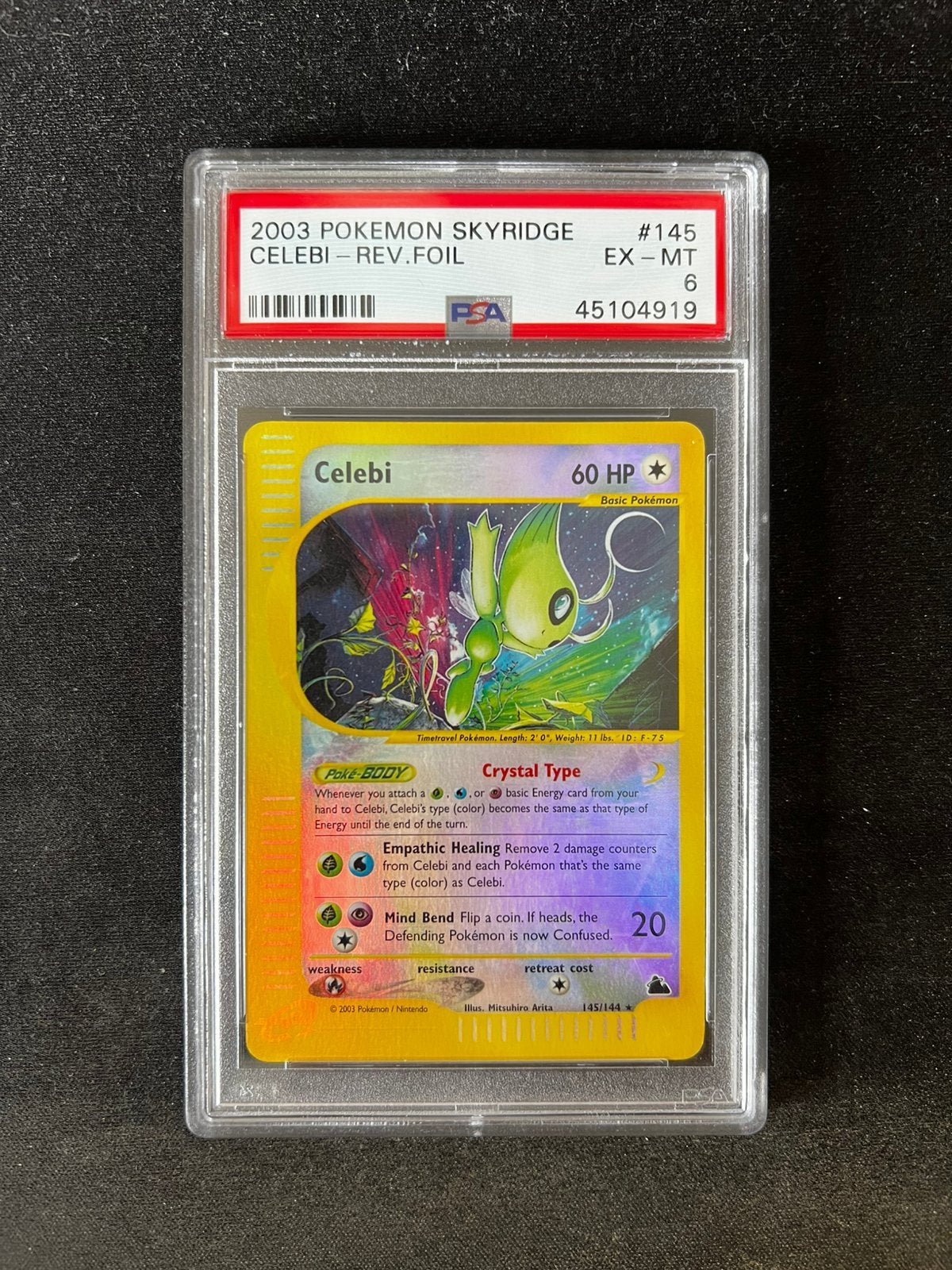Celebi 145 Reverse Holo Pokemon Kaart PSA 6, Ophalen of Verzenden, Nieuw, Losse kaart, Foil
