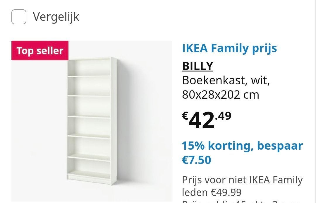 BILLY boekenkast ikea 202hx28dx80b
Boekenkast, wit, 80x28x20, Ophalen