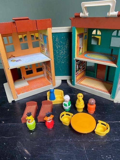 Fisherprice Sesamstraat huis, collectorsitem, vintage, Ophalen of Verzenden, Gebruikt, Speelset
