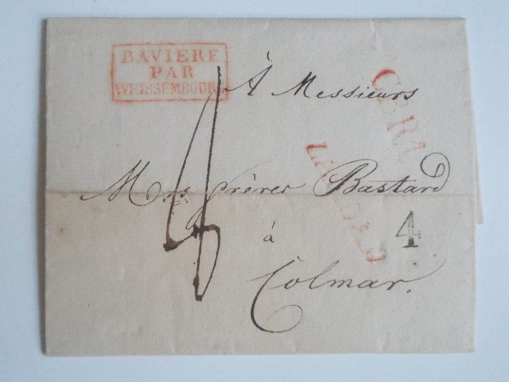 Bayern/Frankrijk, Goede Brief Van Landau Naar Colmar 1833., Ophalen, Brief