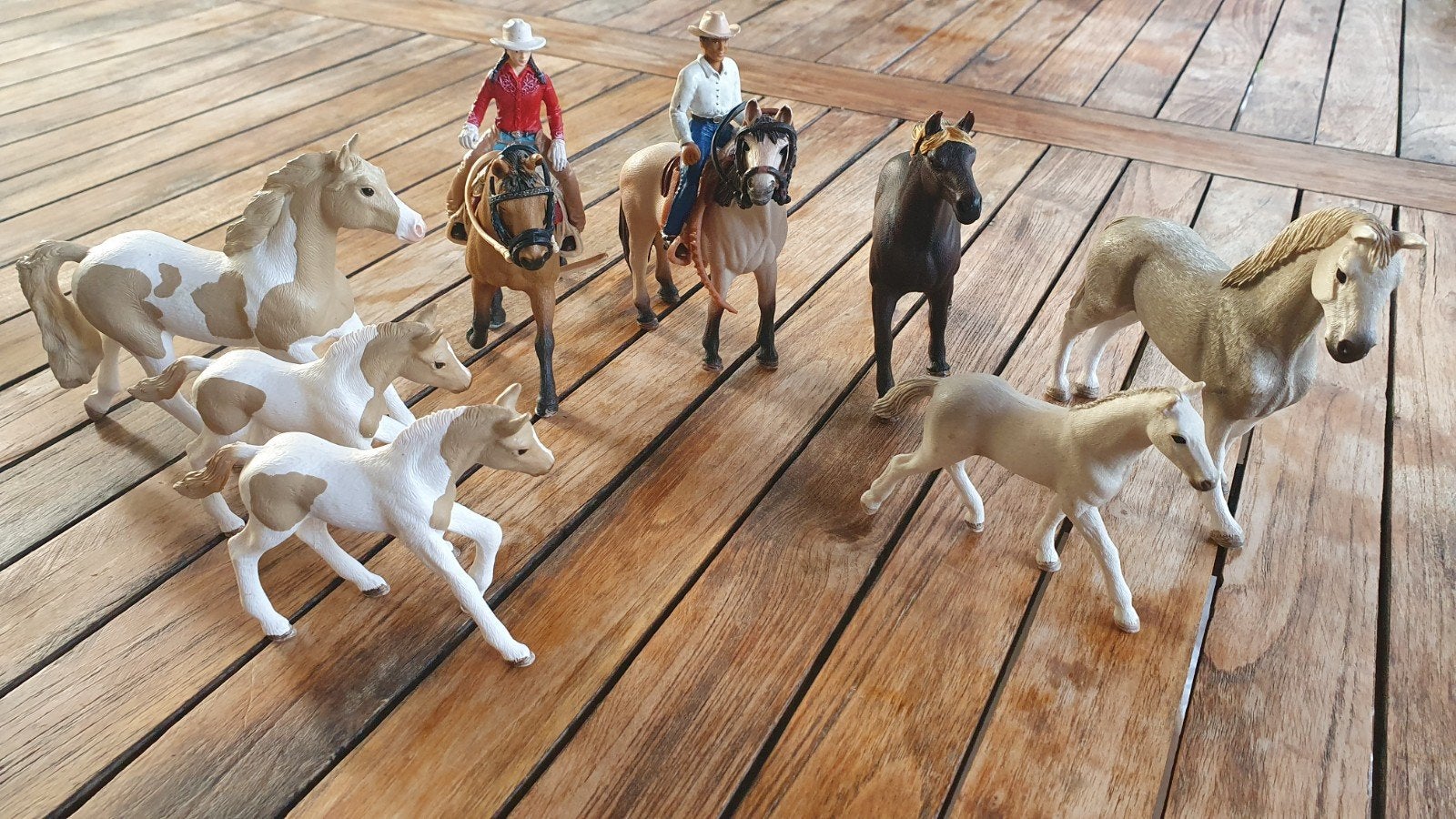 Set 8 Schleich Paarden, Veulens en Ruiter GRATIS VERZENDEN!, Ophalen of Verzenden, Zo goed als nieuw, Paard, Beeldje of Figuurtje