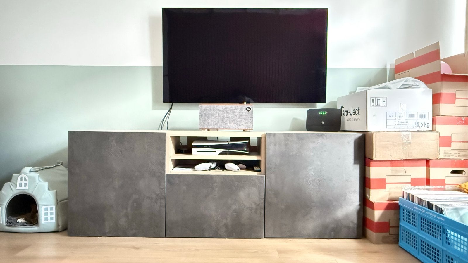 IKEA Besta TV-meubel met KALLVIKEN deuren, Ophalen, Gebruikt, 150 tot 200 cm, 25 tot 50 cm