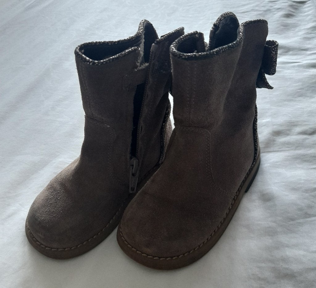 Schattige bruine,taupe laarsjes met glitterstrik,mt23, Clic!, Gebruikt, Clic!, Meisje, Ophalen of Verzenden