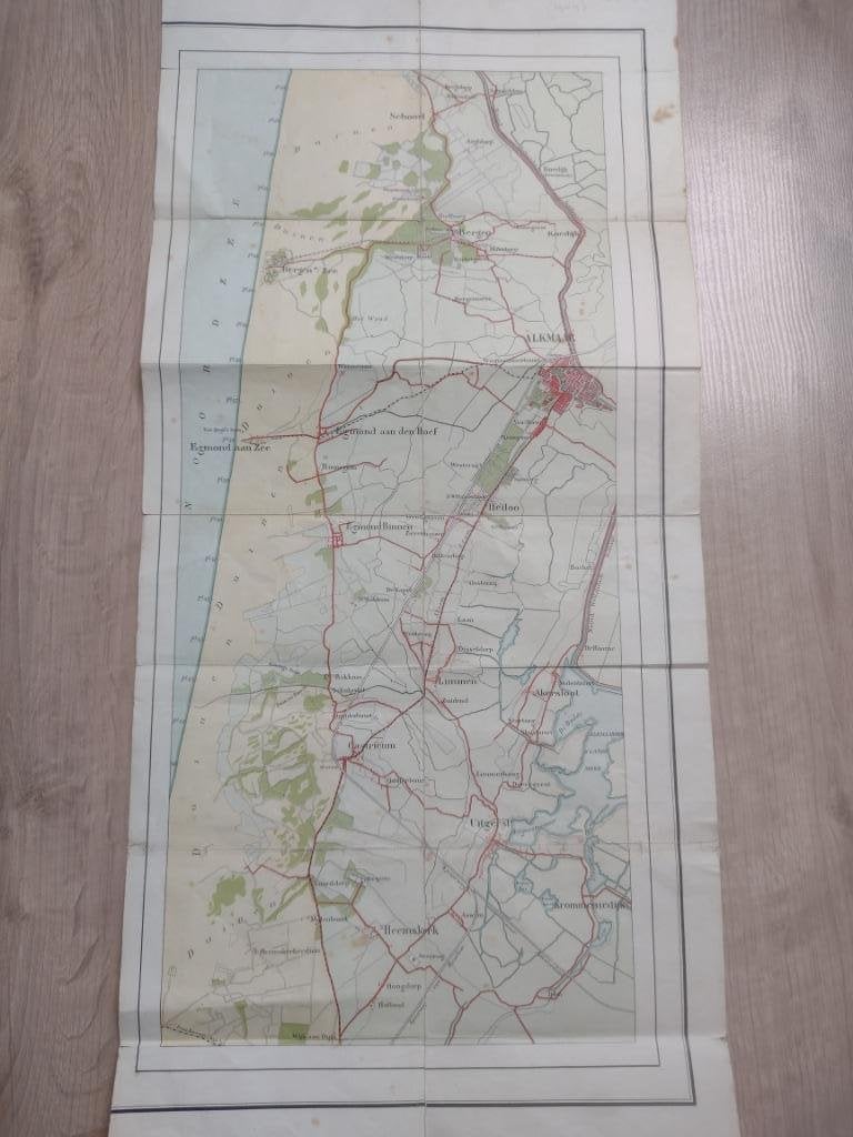 19 Bergen Castricum Schoorldam Heiloo Plattegrond 1909, Antiek en Kunst, Kunst | Litho's en Zeefdrukken, Ophalen of Verzenden