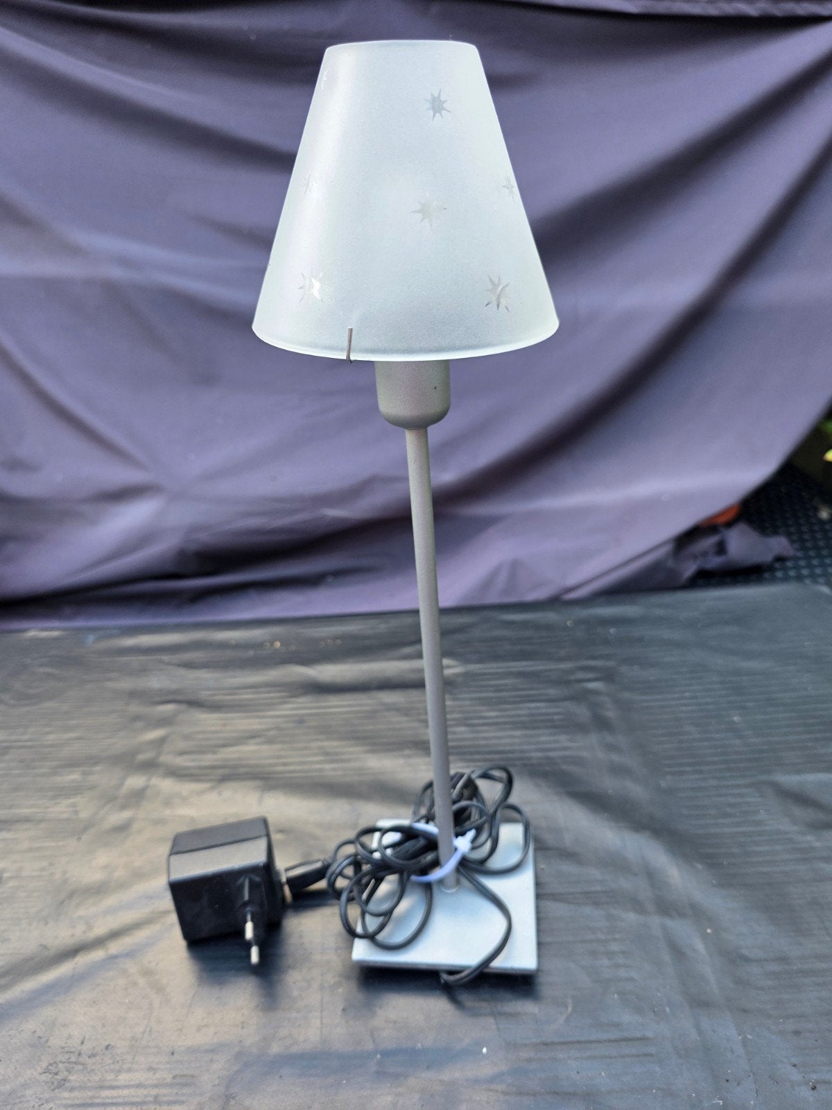 IKEA Tafellamp met sterrenpatroon, grijs, Gebruikt, Nachtlamp, Overige fittingen, Ophalen of Verzenden