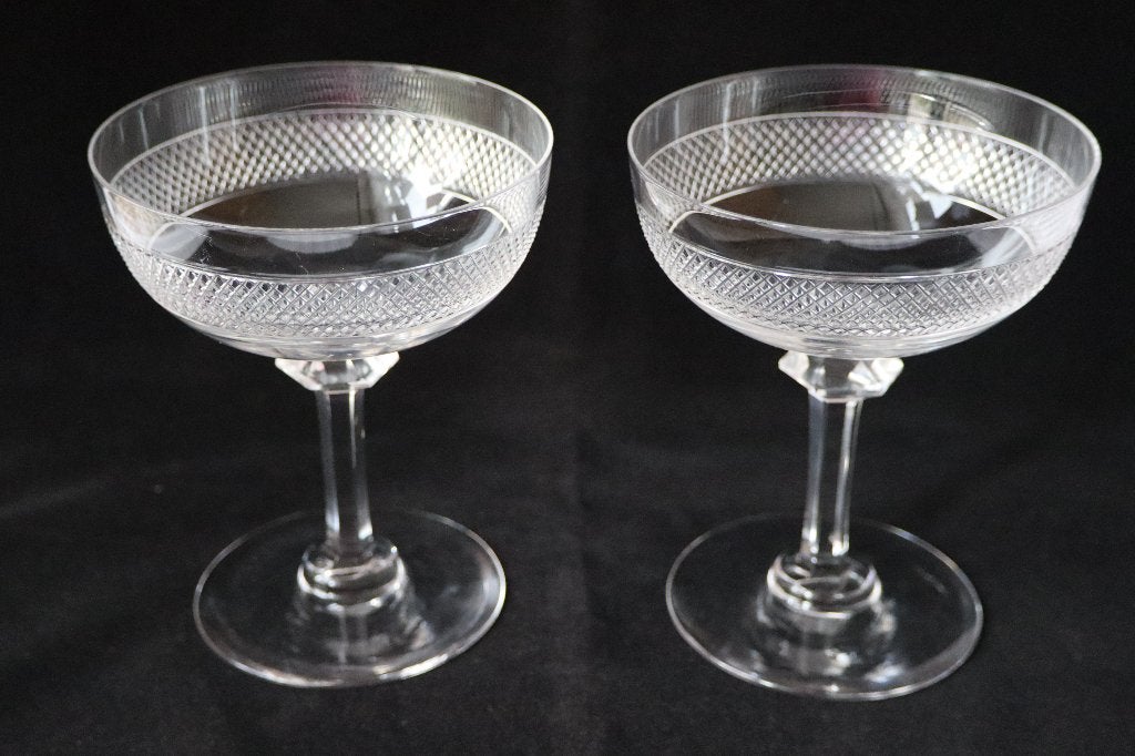Antieke Franse kristallen champagne coupes c 1920, Antiek en Kunst, Ophalen of Verzenden