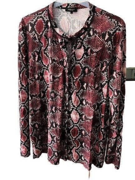 CLAUDIA STRATER top blousje zwart burgundy animalprint 44, Verzenden, Zwart, Maat 42/44 (L), Zo goed als nieuw