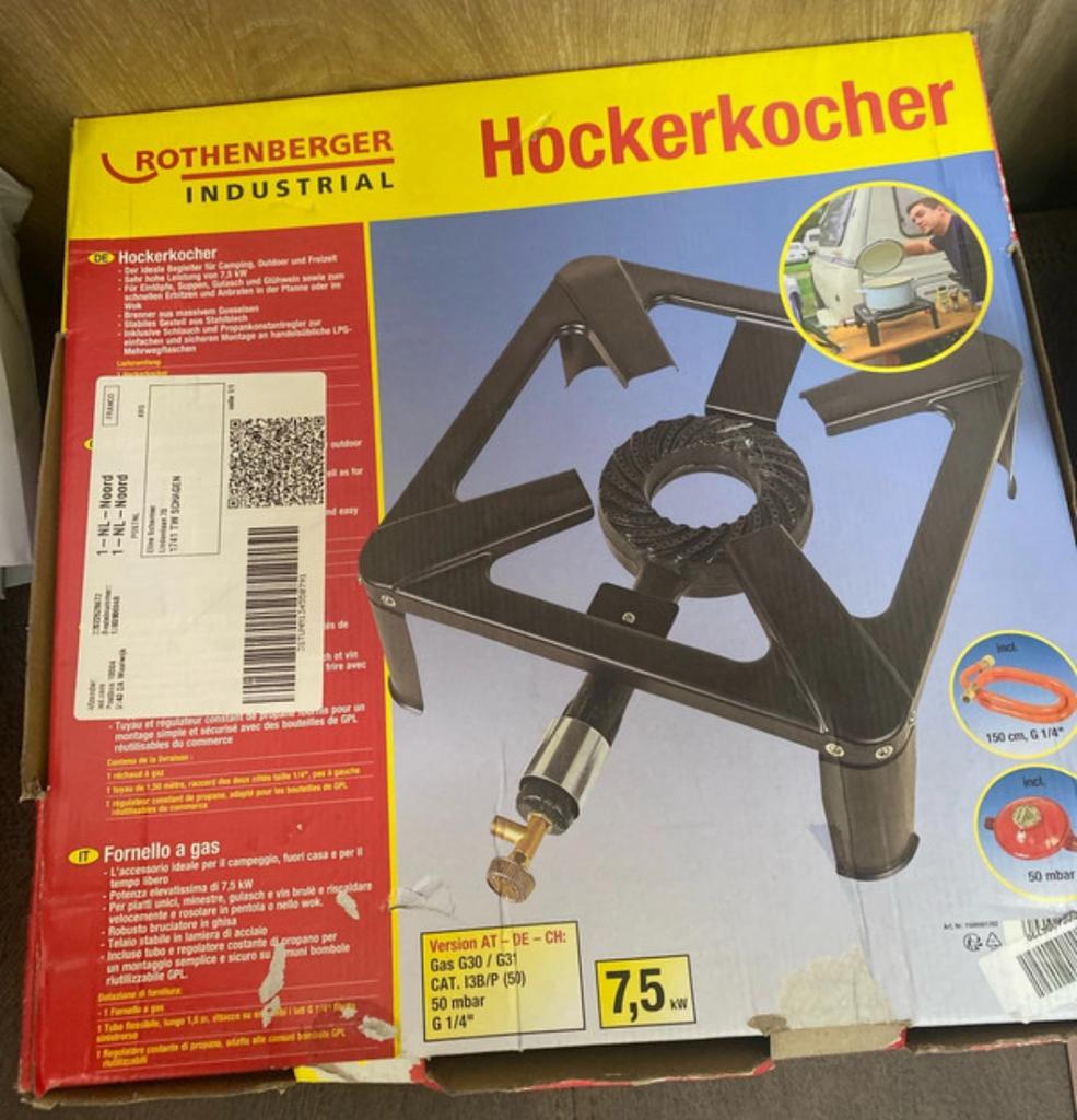Rothenberger hokker kooktoestel incl. slang en drukregelaar, Ophalen of Verzenden, Nieuw
