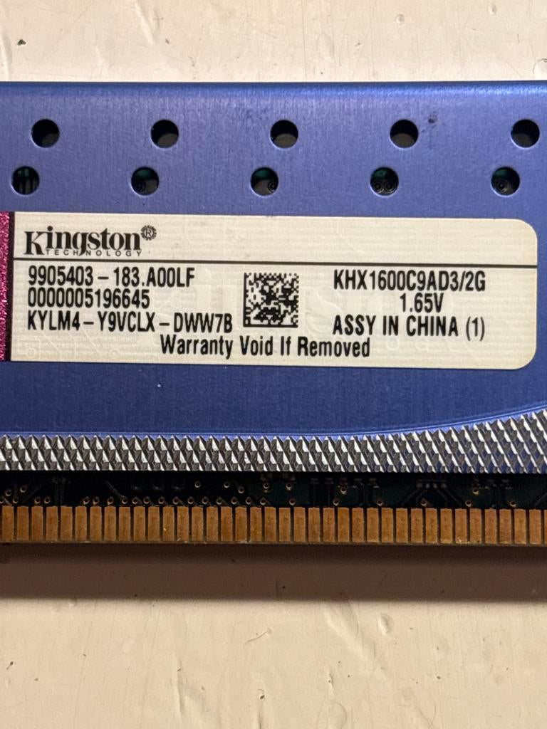 Kingston HyperX DDR3 RAM 2GB 1600MHz, Computers en Software, RAM geheugen, Ophalen of Verzenden, Zo goed als nieuw