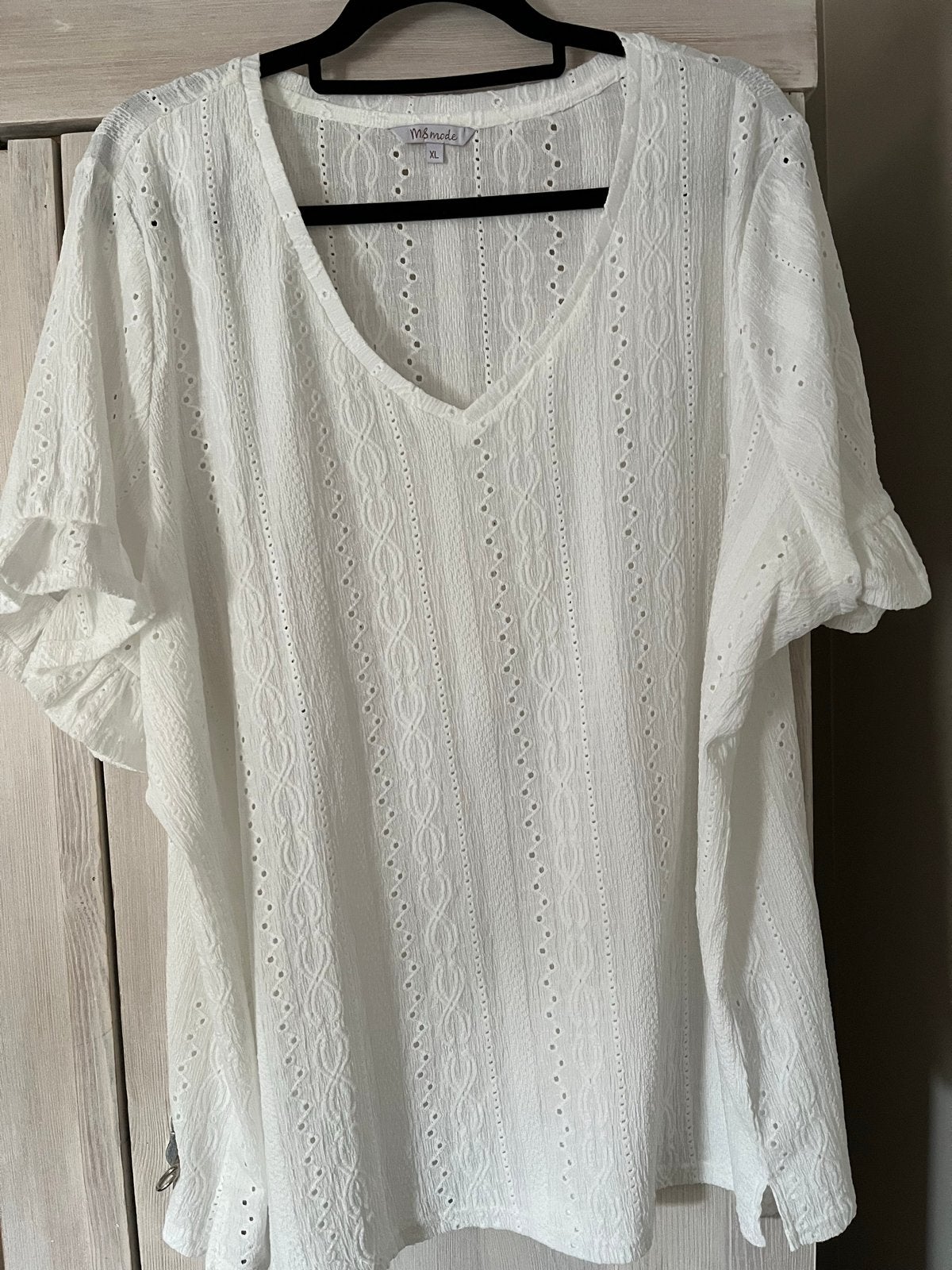 Witte blouse met korte mouwen - MS Mode - Maat XL, Wit, Maat 46/48 (XL) of groter, Nieuw, Ophalen of Verzenden