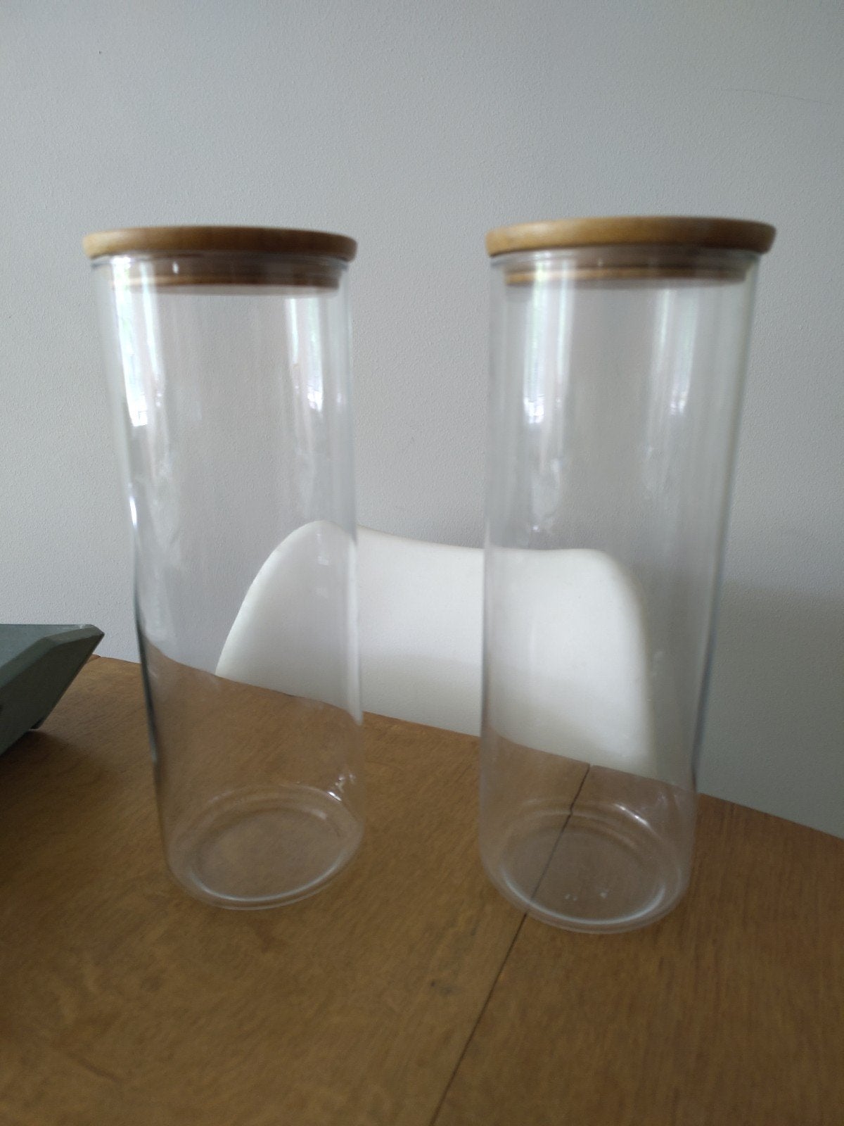 IKEA opbergpot van 1,8 liter met bamboe deksel, Ophalen, Glas, IKEA, Zo goed als nieuw
