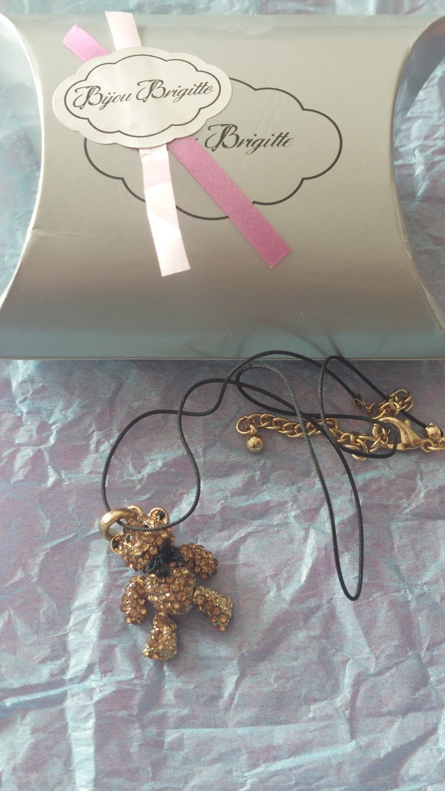 Bijou Brigitte ,ketting met strass beertje (beweegbaar), Overige materialen, Nieuw, Ophalen of Verzenden, Goud