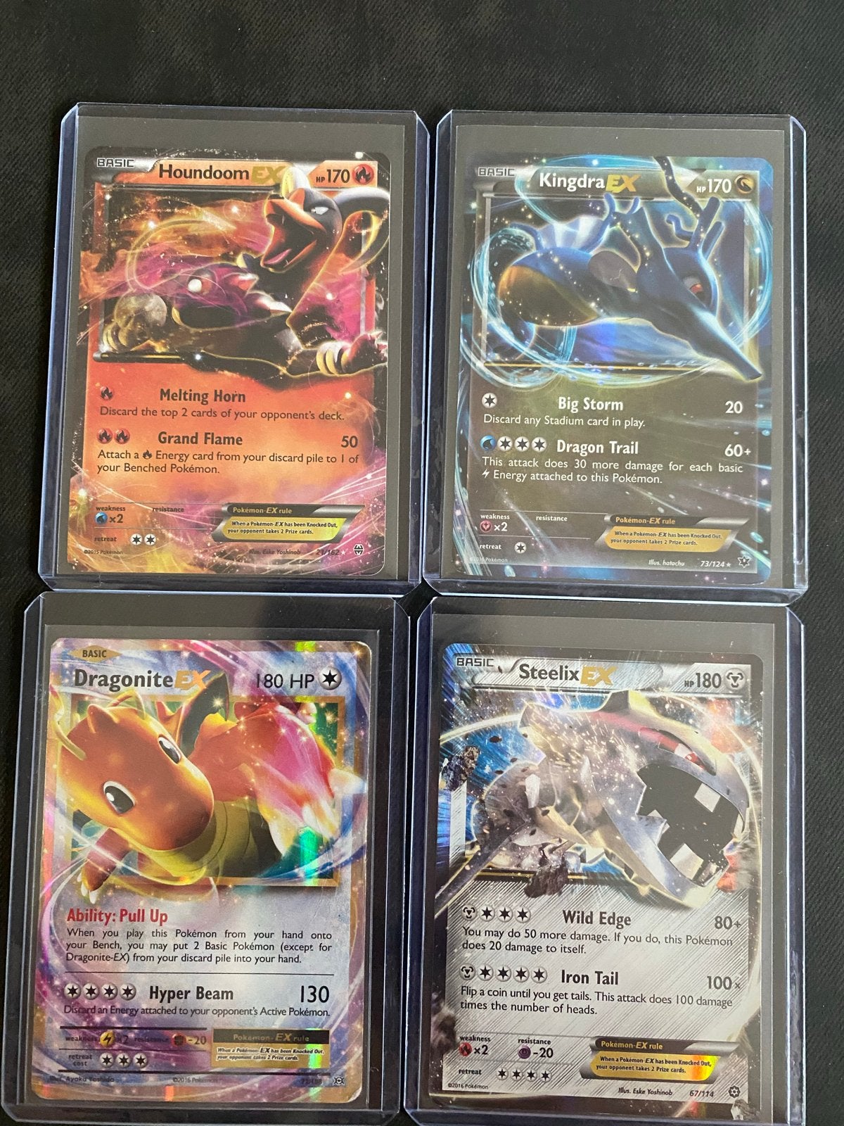 Pokémon EX Kaarten: Houndoom, Kingdra, Dragonite, Steelix, Ophalen of Verzenden, Zo goed als nieuw, Meerdere kaarten