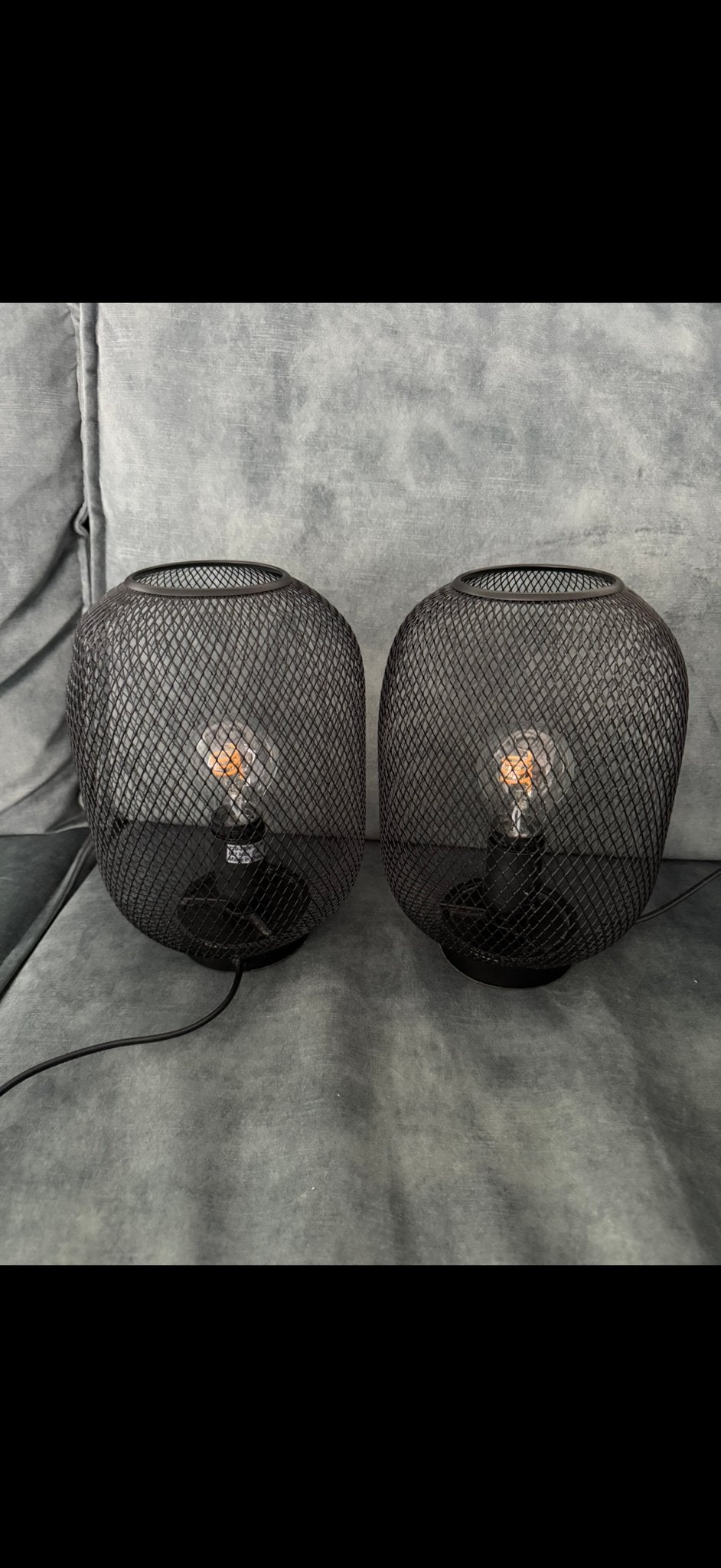 2 Schemerlampen met speciale peerlampjes, Ophalen, Zo goed als nieuw, Industrieel, Inclusief lichtbron