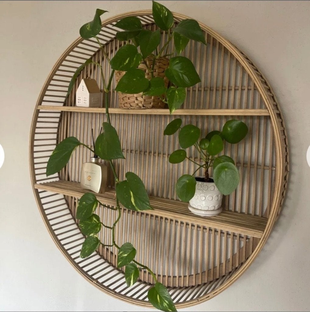 Round bamboo wall shelf - ø75x12.5 cm, Ophalen, Nieuw