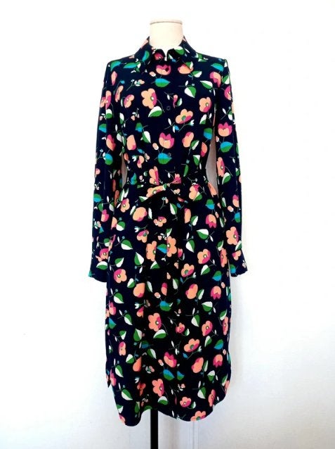 Marineblauwe jurk met bloemdessin Essentiel Antwerp maat 34, Kleding | Dames, Meerkleurig, Ophalen of Verzenden, Zo goed als nieuw