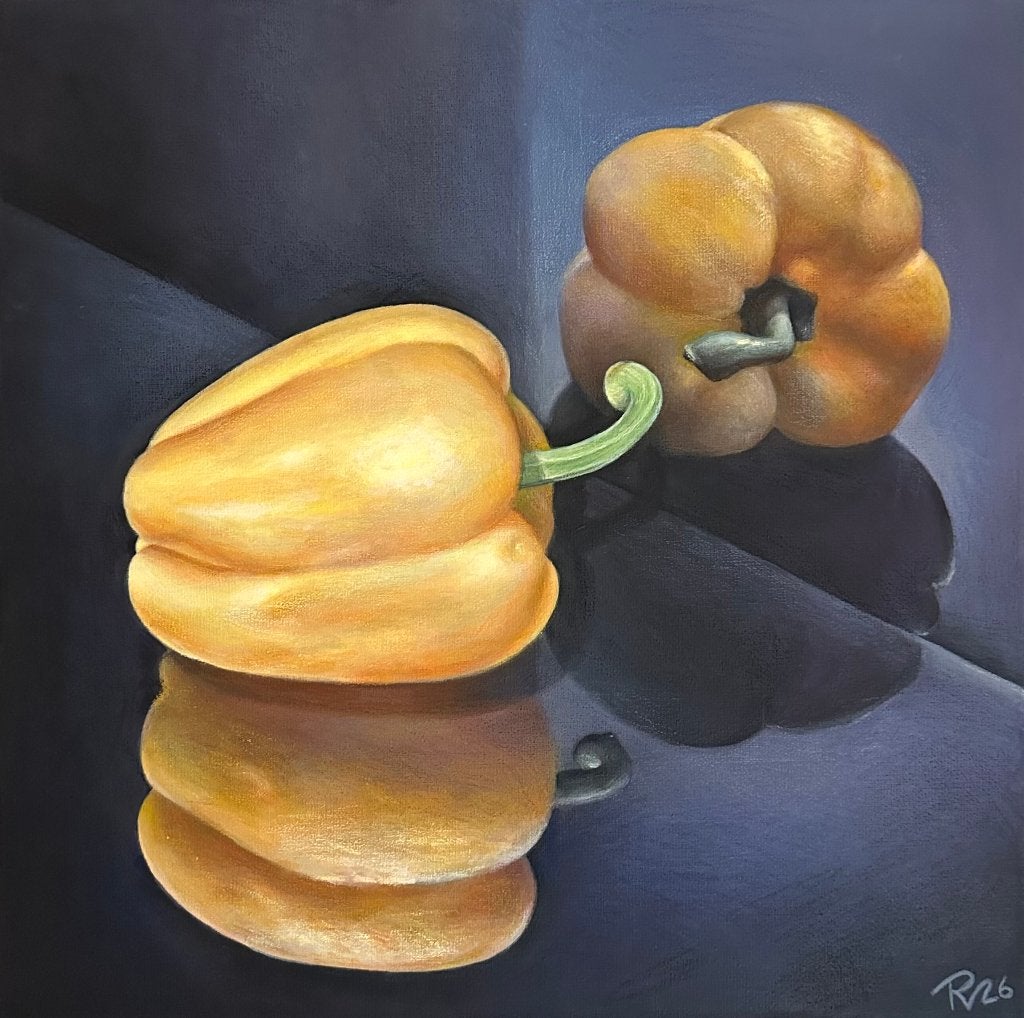 Paprika, Antiek en Kunst, Acrylverf, Stilleven, Handgeschilderd, Ophalen of Verzenden