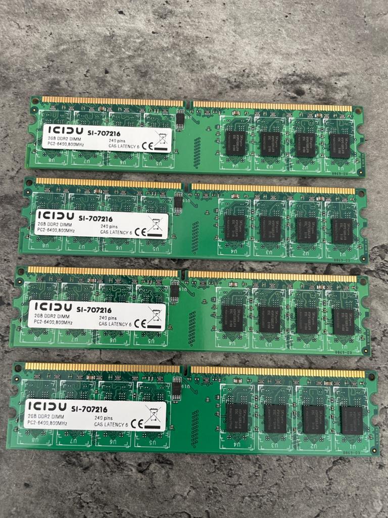 4x2GB DDR2 RAM, Ophalen of Verzenden, Zo goed als nieuw, DDR2, Desktop