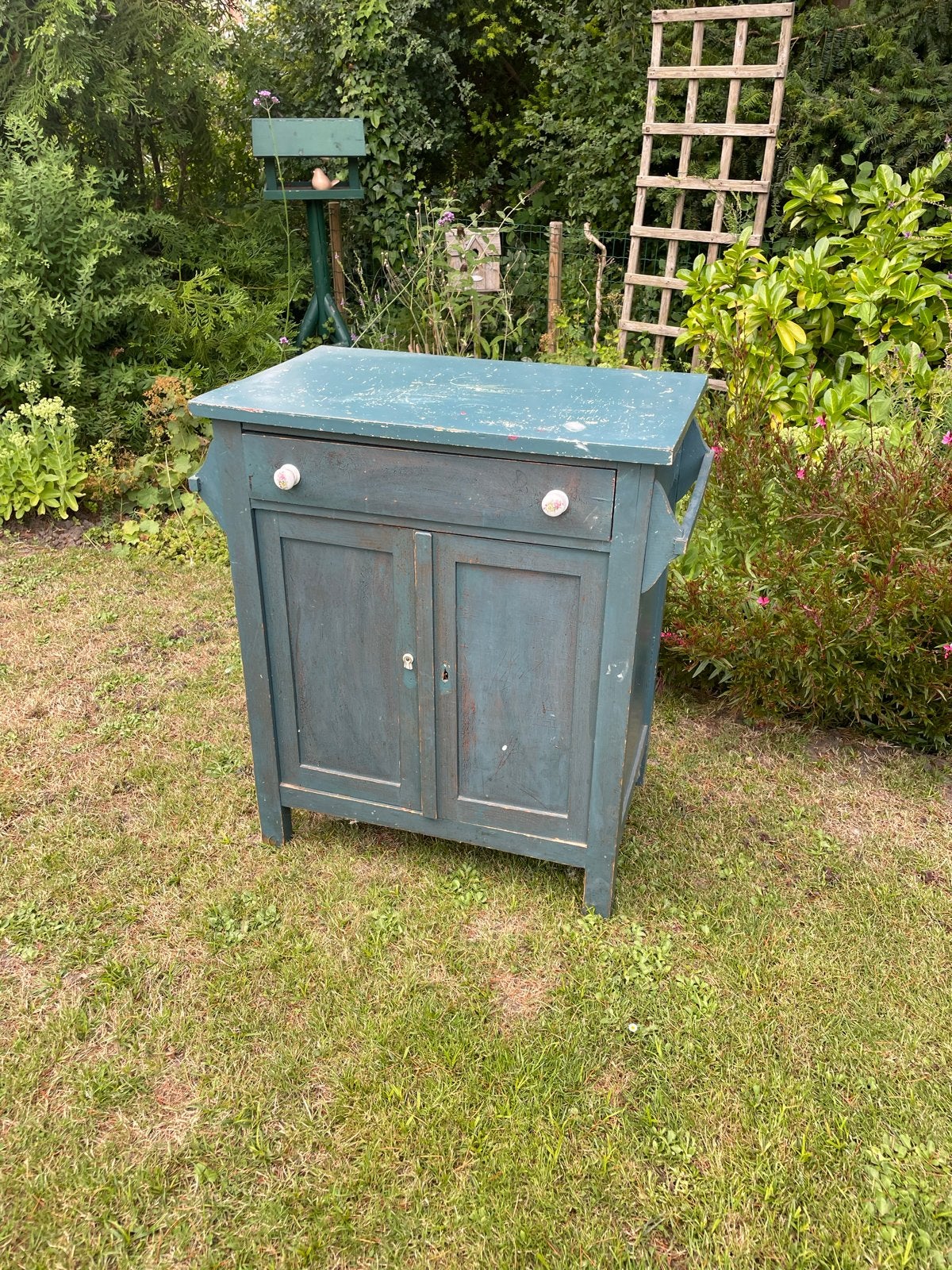 Vintage houten kastje met lade en deuren, Ophalen