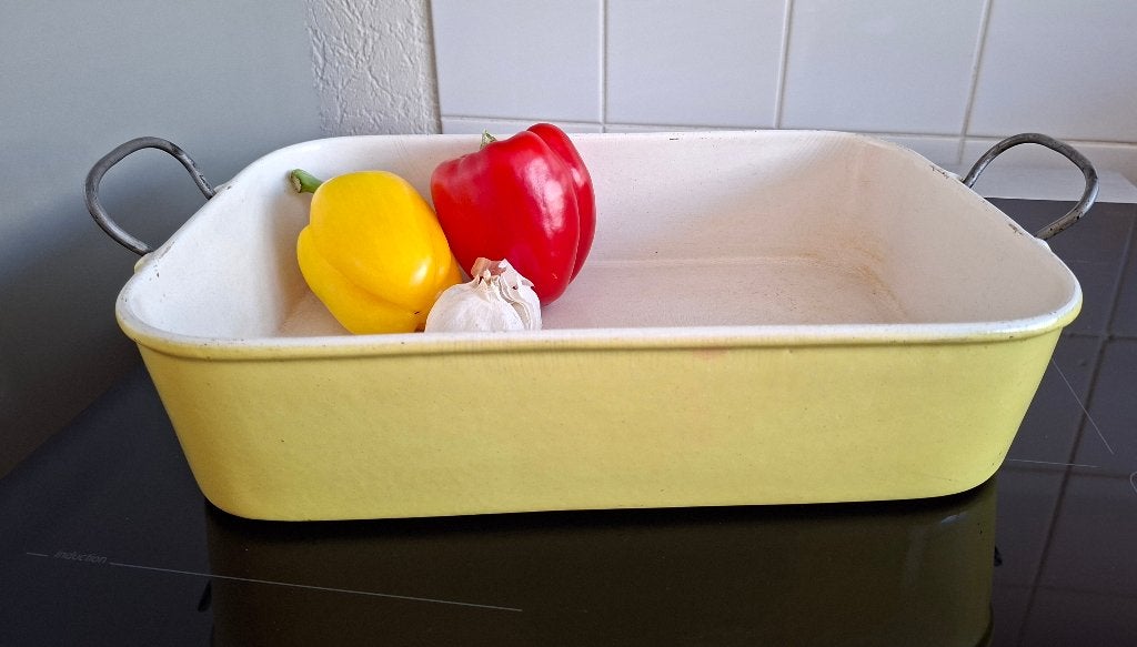 Gietijzeren braadslede FE Belgique 'PiFrance', Huis en Inrichting, Keuken | Potten en Pannen, Met handvatten, Gebruikt, Gietijzer