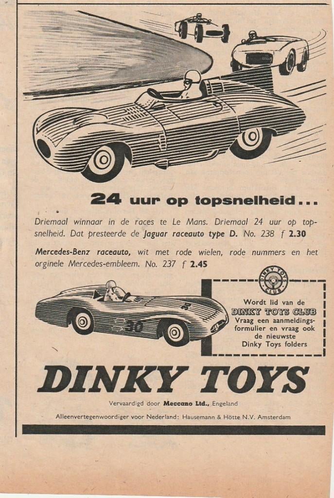 Retro reclame 1957 Dinky Toys speelgoed Mercedes Benz, Verzenden, Overige typen