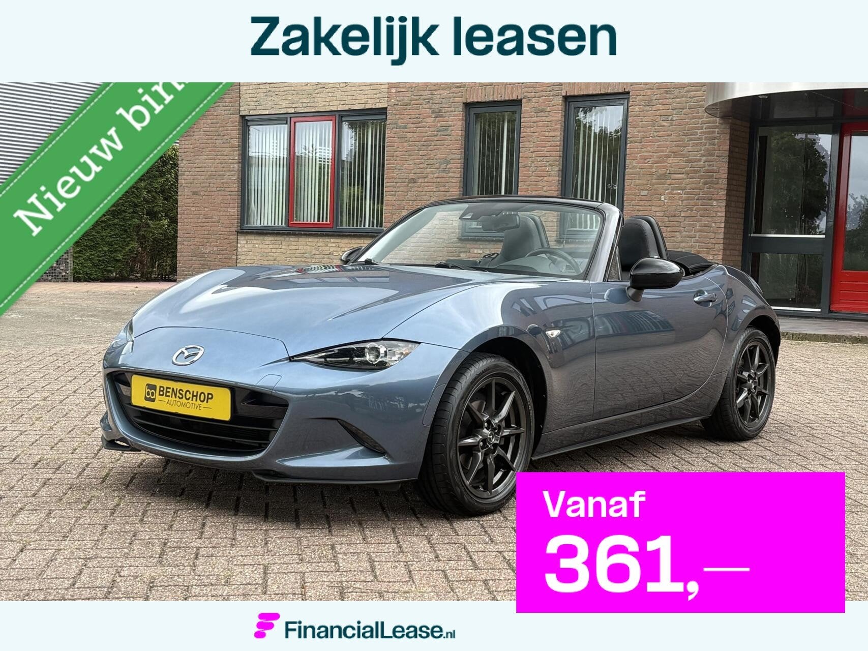 Mazda MX-5 1.5 SkyActiv-G 131 GT-M Leer Navi Bose LED Cruise, Achterwielaandrijving, Zwart, 4 cilinders, Cabriolet
