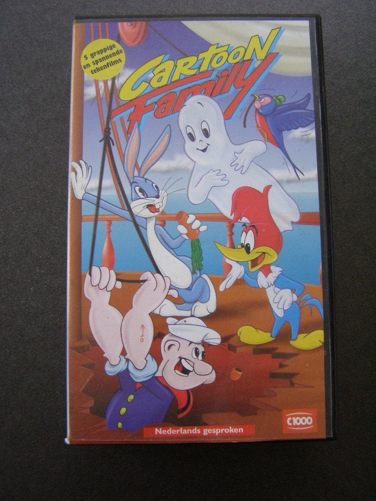 NIEUW! Video VHS Cartoon Family met oa Bugs Bunny, Popeye, Cd's en Dvd's, Tekenfilm, Alle leeftijden, Nieuw in verpakking, VHS