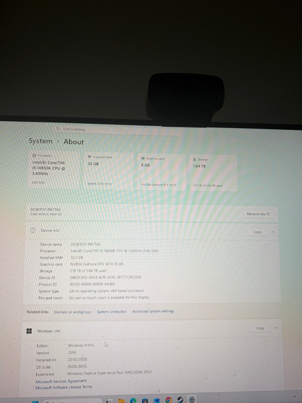Game PC i9-10850K 3070 RTX, Ophalen, Gebruikt, Met videokaart, 32 GB