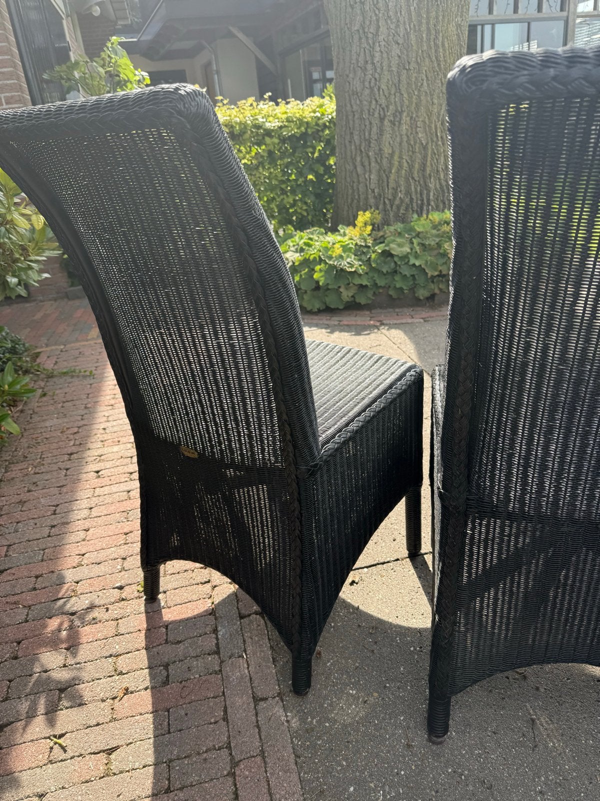 Set van 6 Loom Originals Wicker Eetkamerstoelen Zwart, Ophalen, Gebruikt, Wicker