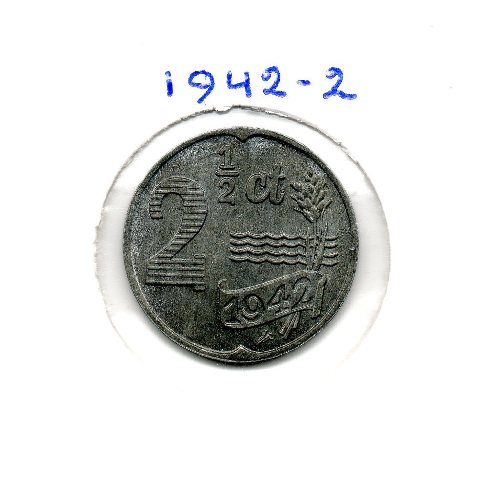 WILHELMINA 21/2 CENT ZINK 1942 EEN MOEILIJK JAAR, Ophalen of Verzenden, Koningin Wilhelmina, Overige waardes, Losse munt