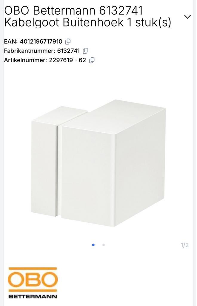 OBO Bettermann Signa Base buitenhoek wandgoot 70x110 mm, Ophalen of Verzenden, Nieuw, Overige typen
